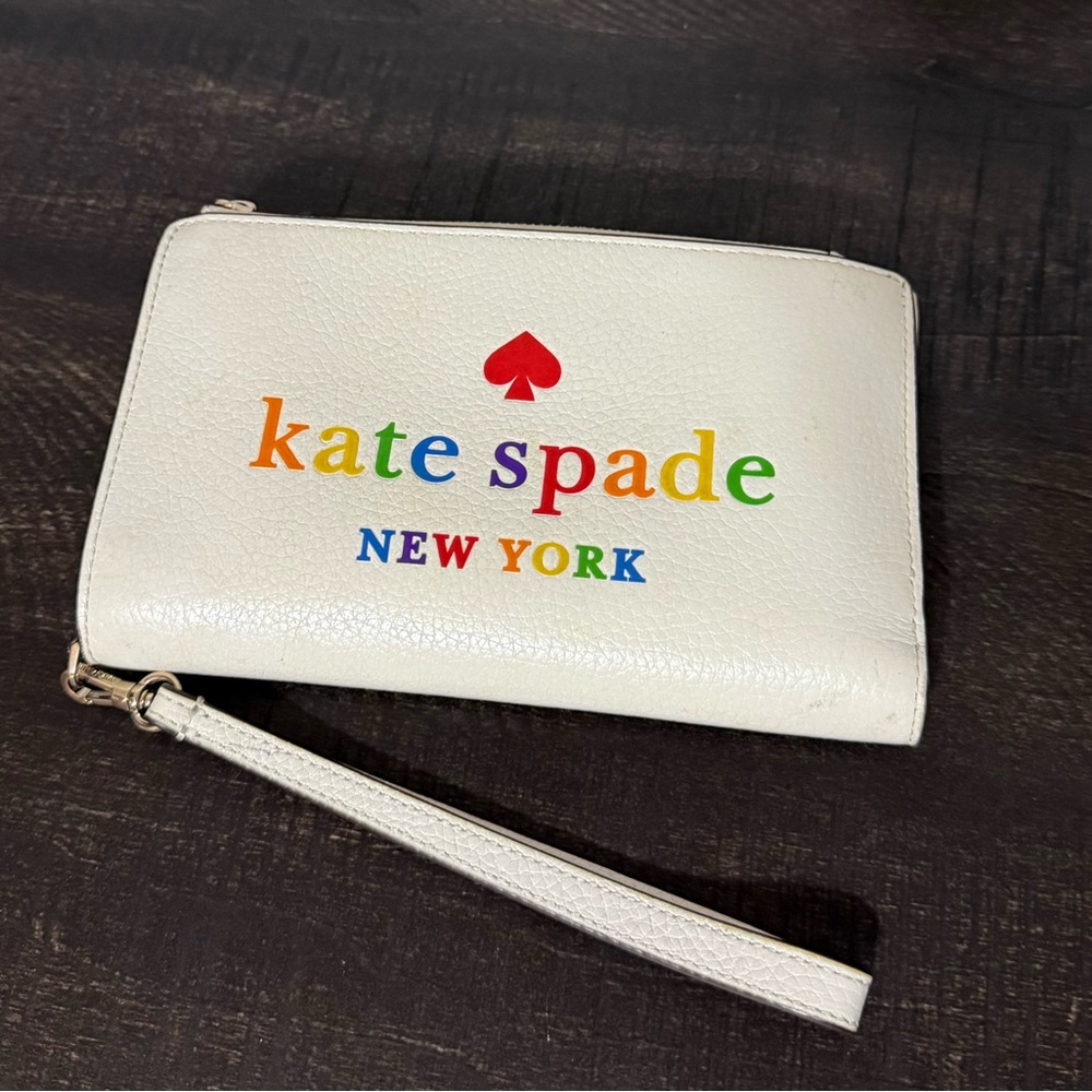 Kate Spade Pride Logo White Wristlet